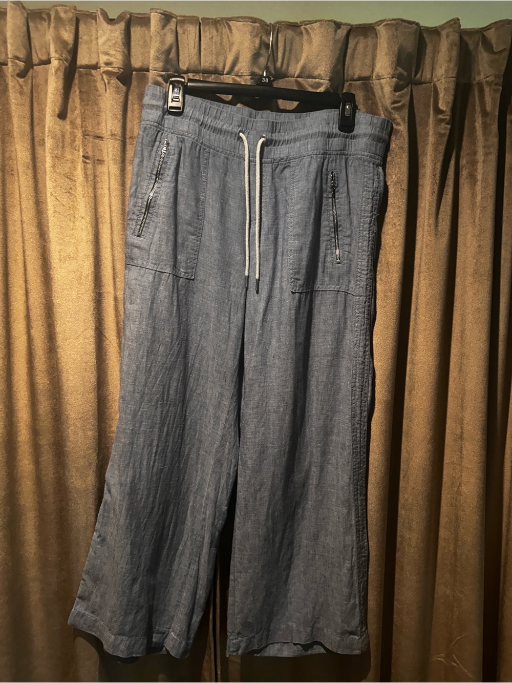 Athleta Light Blue Drawstring Wide-Leg Joggers